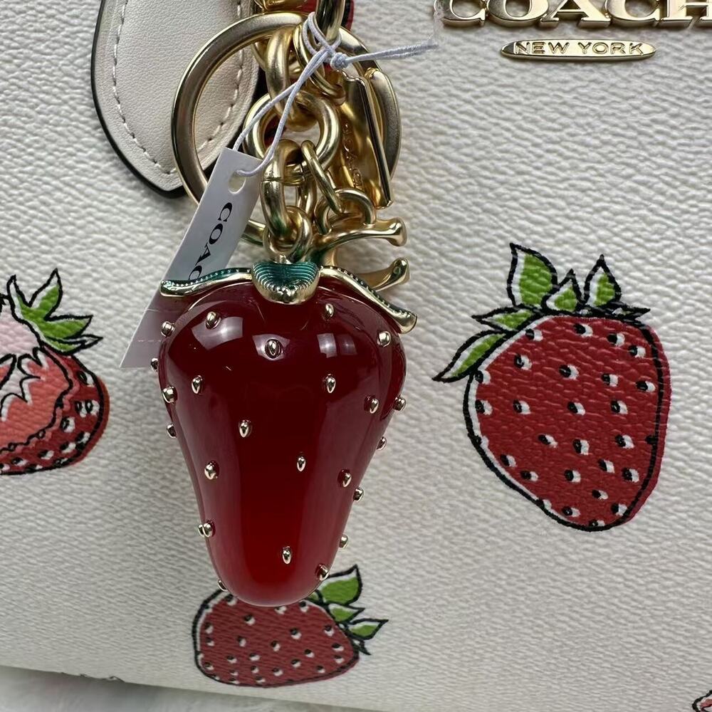 Coach Strawberry Bag Charm In Resin/Gold/Bold Red CAO50 NWT